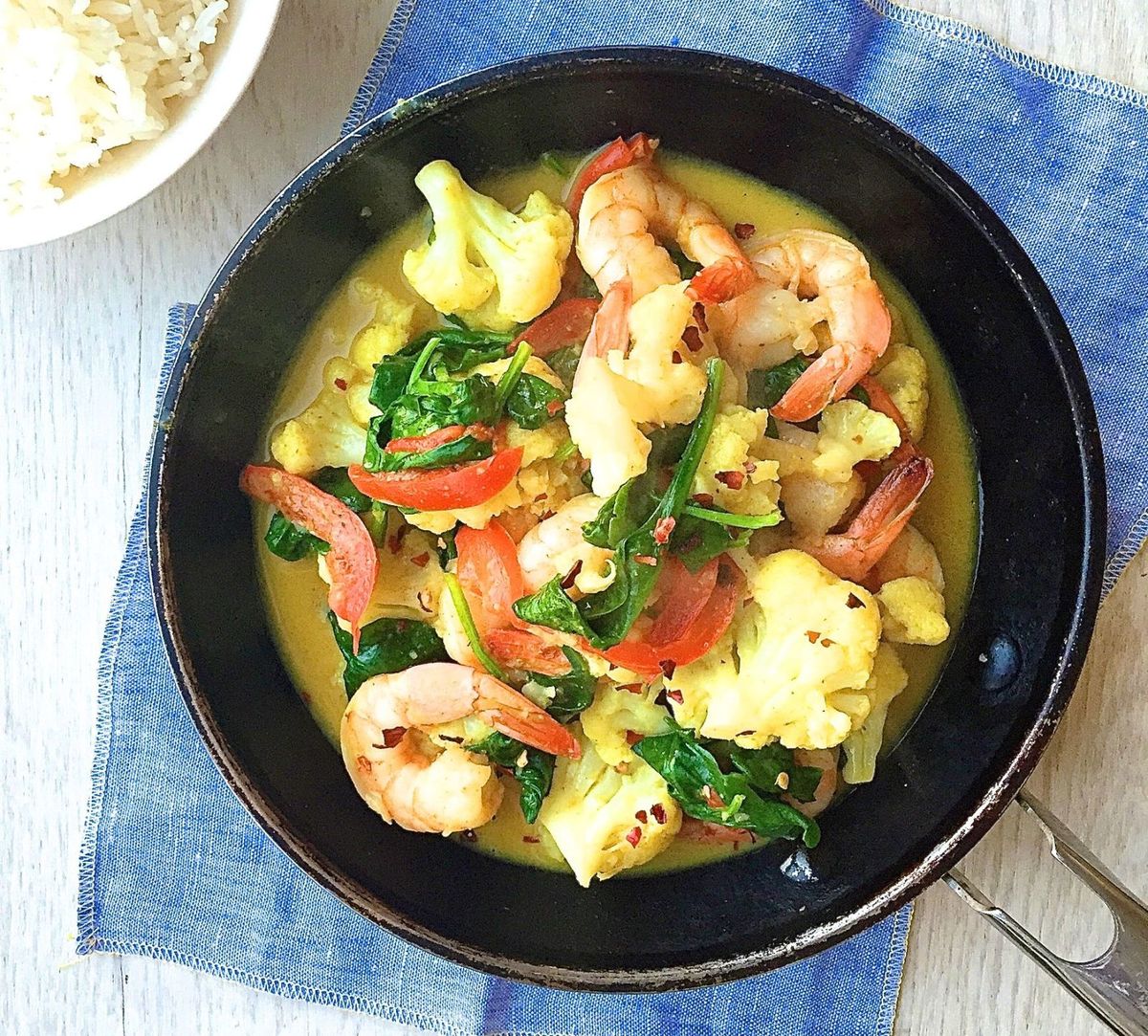 Coconut Curry with Cauliflower and Shrimp