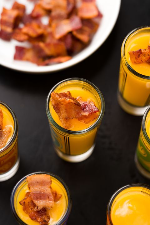 <p>Party trick: Pour this classic fall soup into shooters instead of bowls; win award for most adorable finger food ever.</p><p>Get the recipe on <a target="_blank" href="http://www.delish.com/entertaining/tabletop/recipes/a44514/butternut-squash-shooters-with-bacon-recipe/">Delish</a>.<br></p>