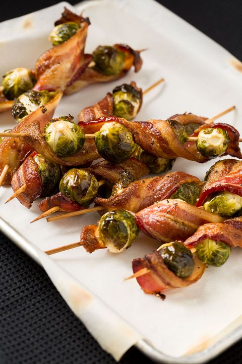 <p>Over the bacon trend? Pssh. Twirl slices around Brussels sprouts for a finger food to remember.</p><p>Get the recipe on <a target="_blank" href="http://www.delish.com/entertaining/tabletop/recipes/a44512/bacon-brussels-sprout-skewers-recipe/">Delish</a>.<br></p>