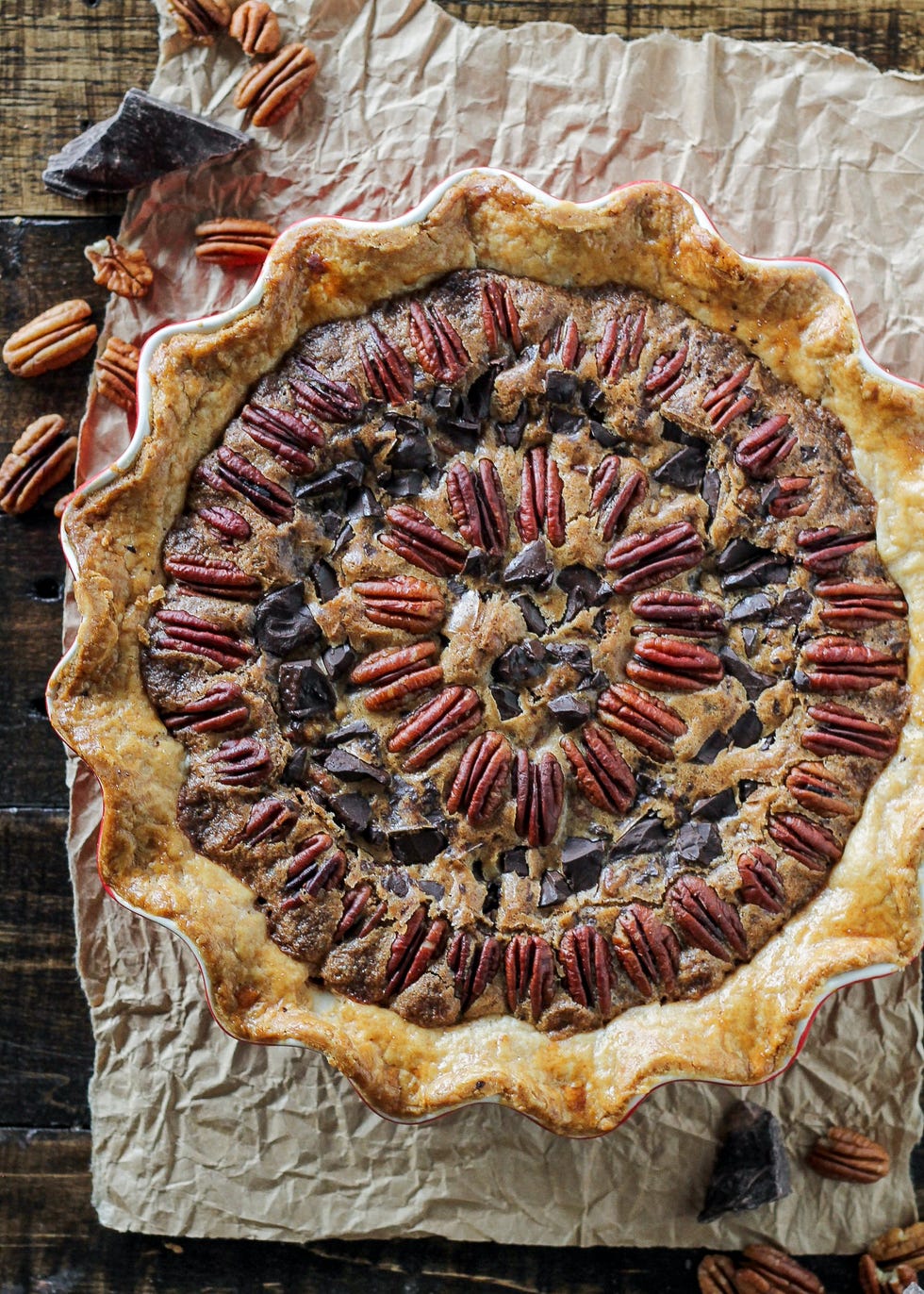 Dark Chocolate Bourbon Pecan Pie