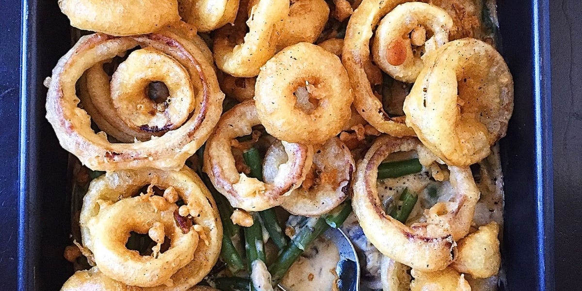 Green Bean Casserole with Onion Rings