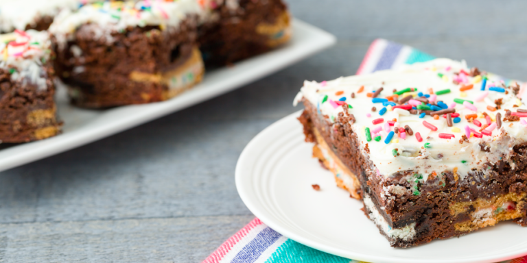 Birthday Cake Oreo Brownie Bars