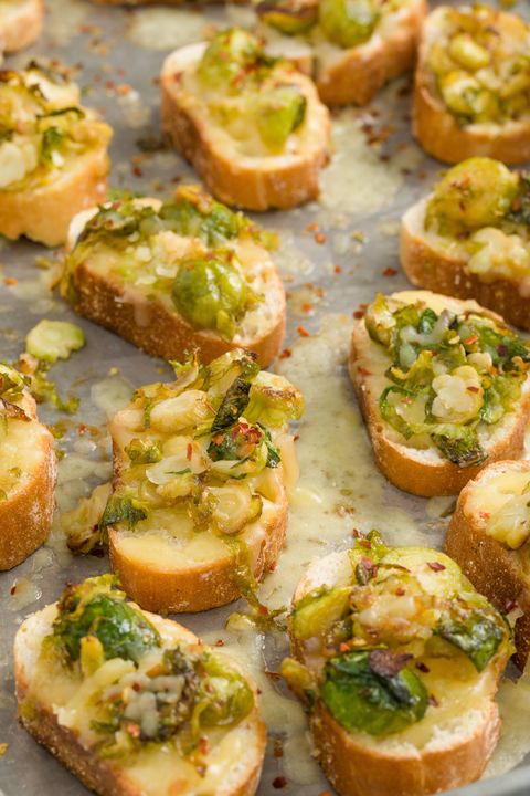 delish brussels sprout crostini