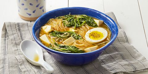 Food, Soup, Ingredient, Serveware, Cuisine, Noodle, Bowl, Produce, Noodle soup, Boiled egg, 