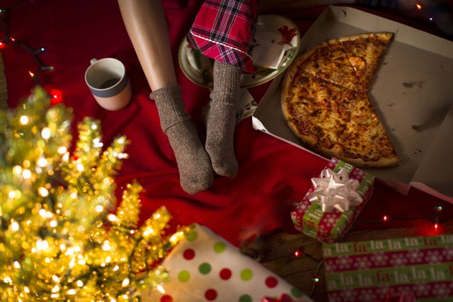 Pizza, Ingredient, Christmas decoration, Dish, Holiday, Cuisine, Baked goods, Recipe, California-style pizza, Plate, 
