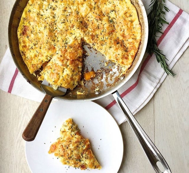 Butternut Squash Frittata with Rosemary, Bacon, and Gruyere