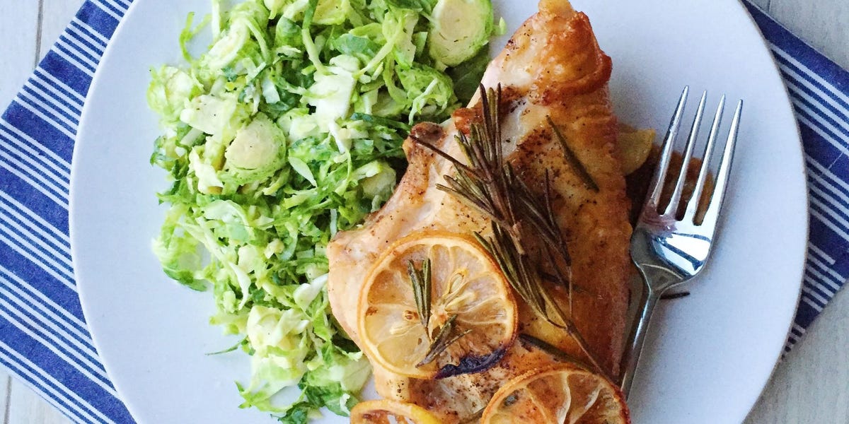 Lemony Chicken with Brussels Sprouts Slaw