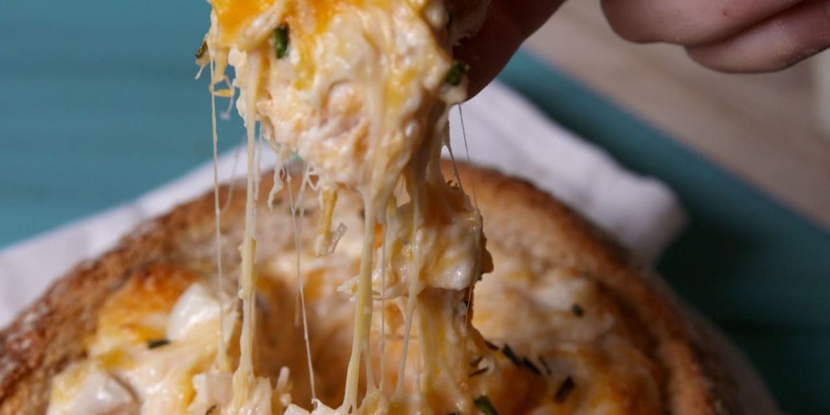 Turkey-Cheese Dip in a Bread Bowl - Best Party Appetizers - Delish.com