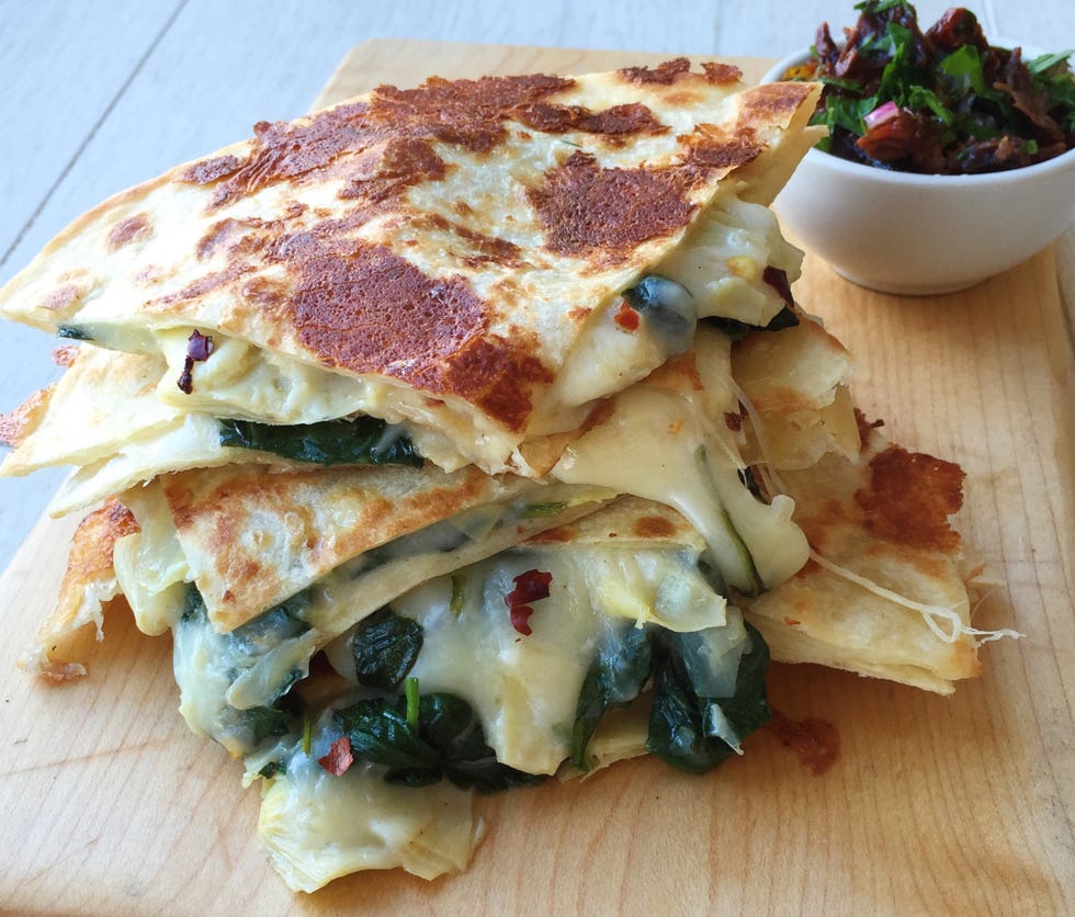 spinach artichoke quesadilla delish