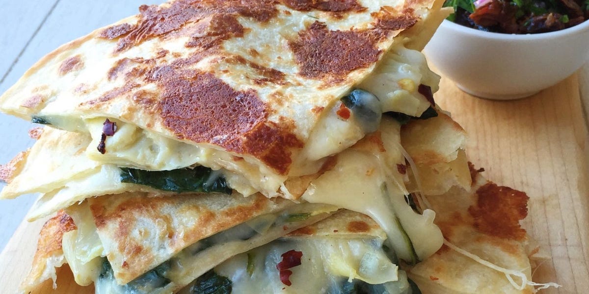 Cheesy Spinach-Artichoke Quesadillas
