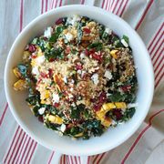 quinoa salad with roasted squash, dried cranberries, and pecans