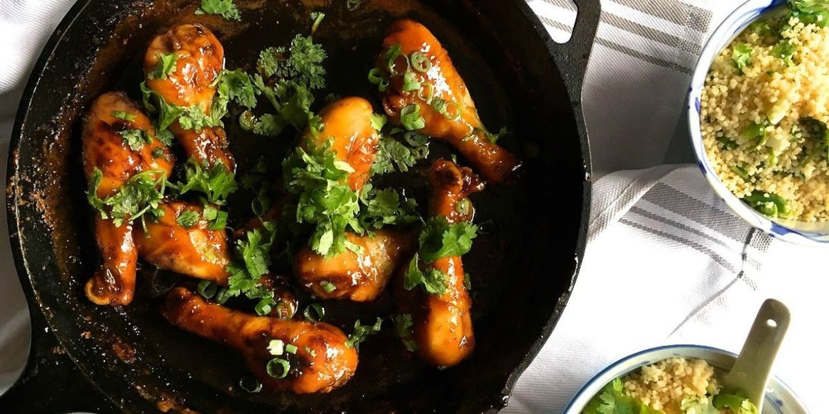 Sticky Drumsticks with Scallion Couscous