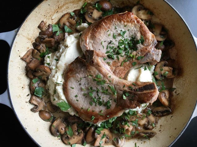 Best Pork Chops With Mushrooms And Cauliflower Mash Recipe How To Make Pork Chops With Mushrooms