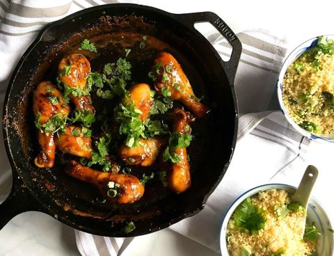 Sticky Drumsticks with Scallion Couscous