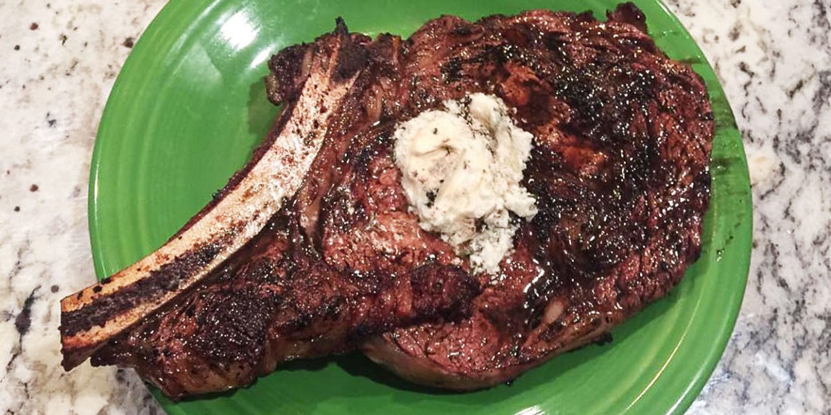 Bone-In Rib Eye with Goat Cheese and Rosemary