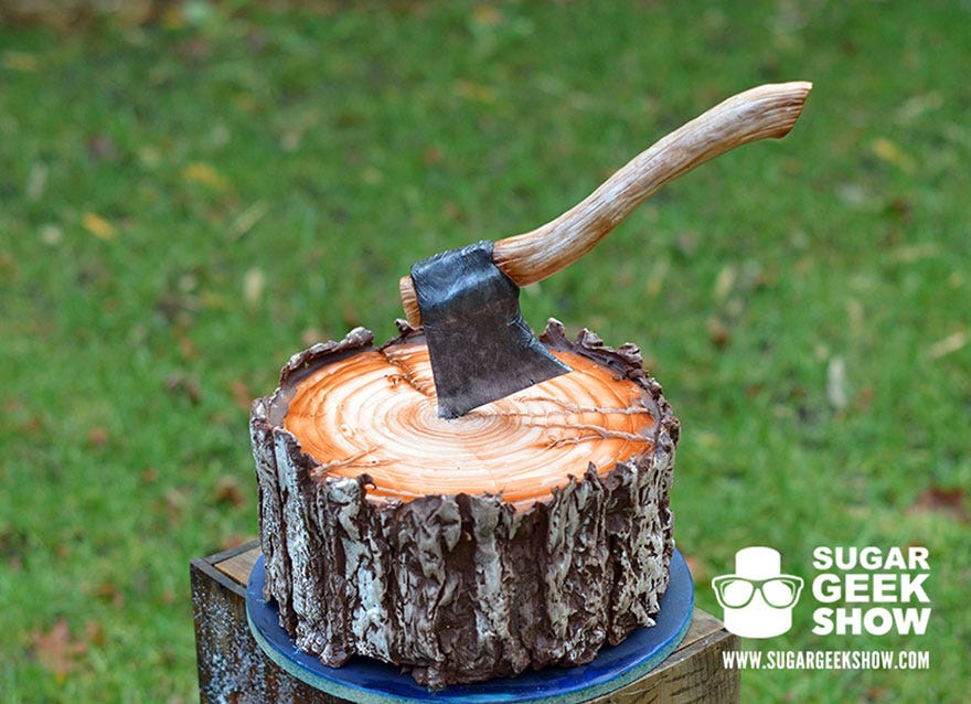 Trunk, Natural material, Flame, Tree stump, Axe, 