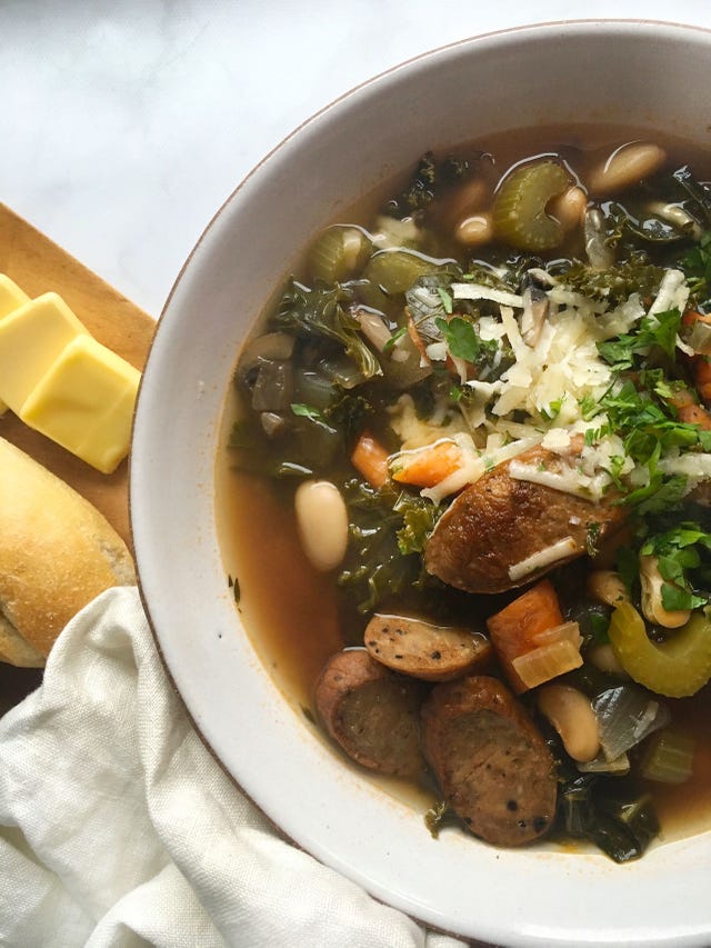 Andouille Sausage, Kale & Bean Soup Andouille Sausage, Kale & Bean Soup