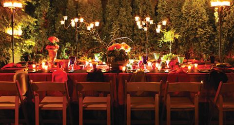 Lighting, Function hall, Night, Event, Restaurant, Table, Ceremony, Wedding reception, Party, Flower, 