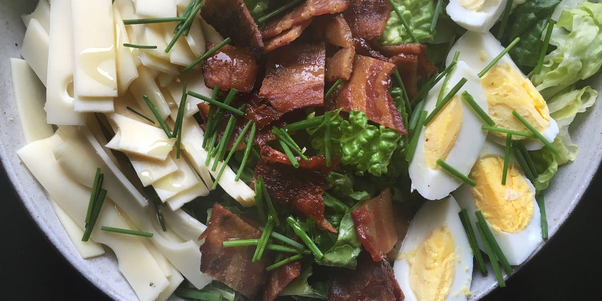 Bacon, Egg, and Swiss Salad with Warm Bacon Vinaigrette