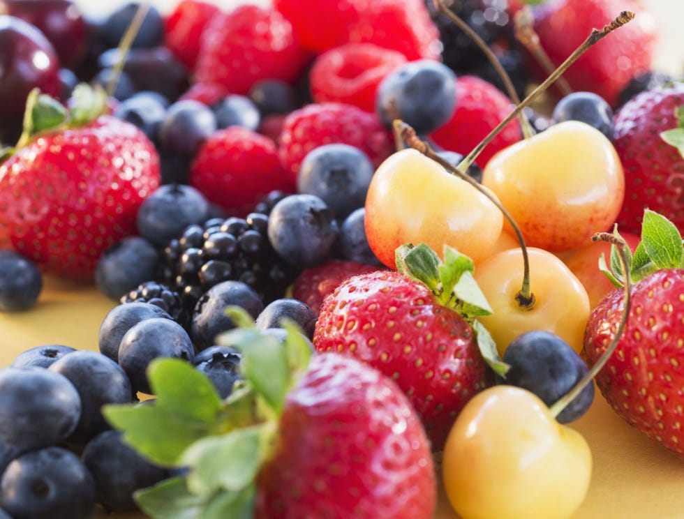 Food, Fruit, Natural foods, Produce, Sweetness, Frutti di bosco, Berry, Seedless fruit, Whole food, Strawberry, 