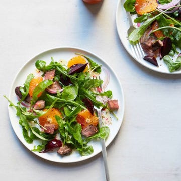 beet, tangerine and steak salad