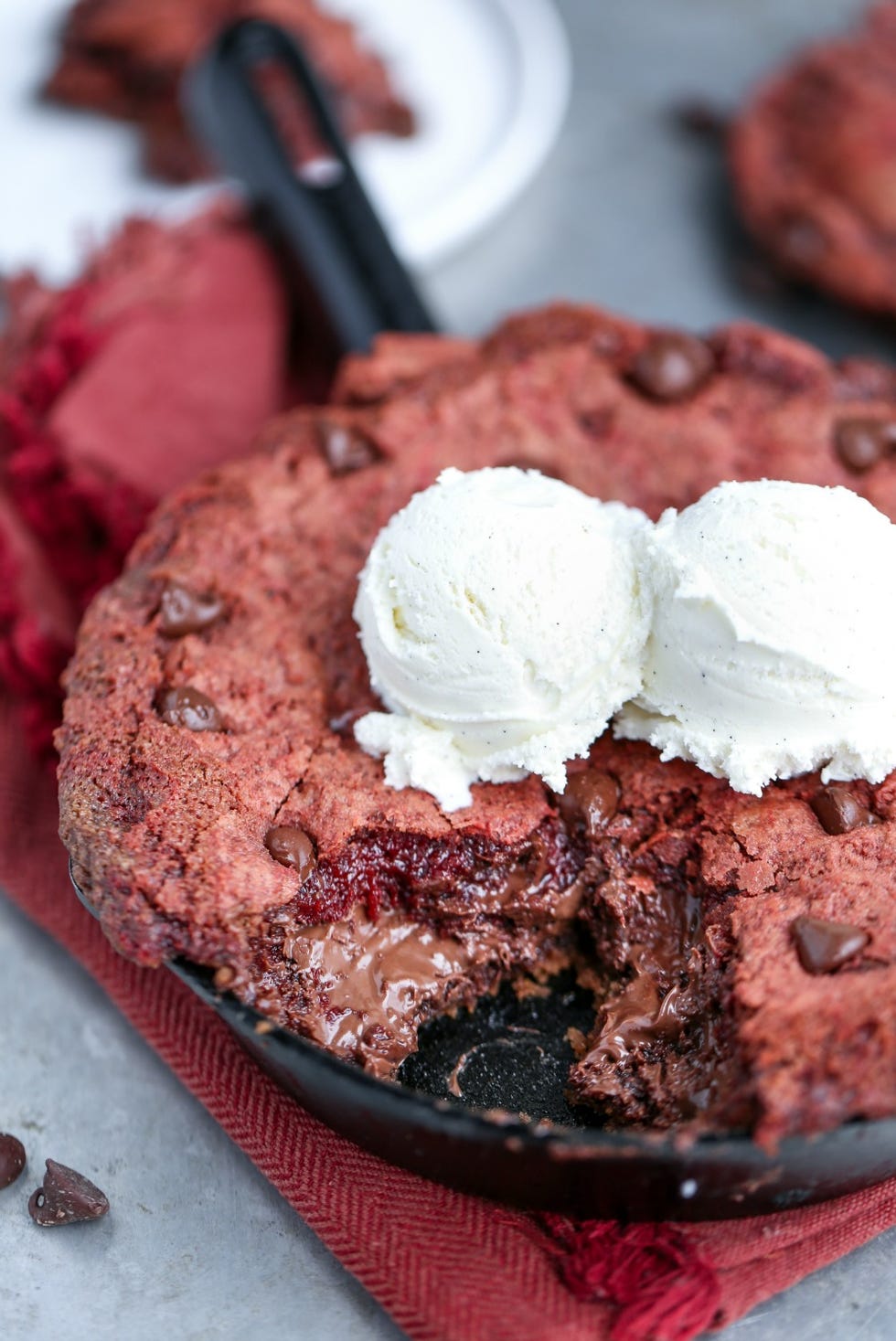 Red Velvet Nutella Skillet Cookie