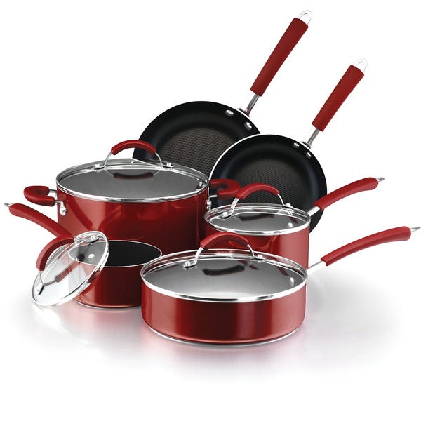 overstock Farberware Millennium 12 piece Non stick Red Porcelain Cookware Set