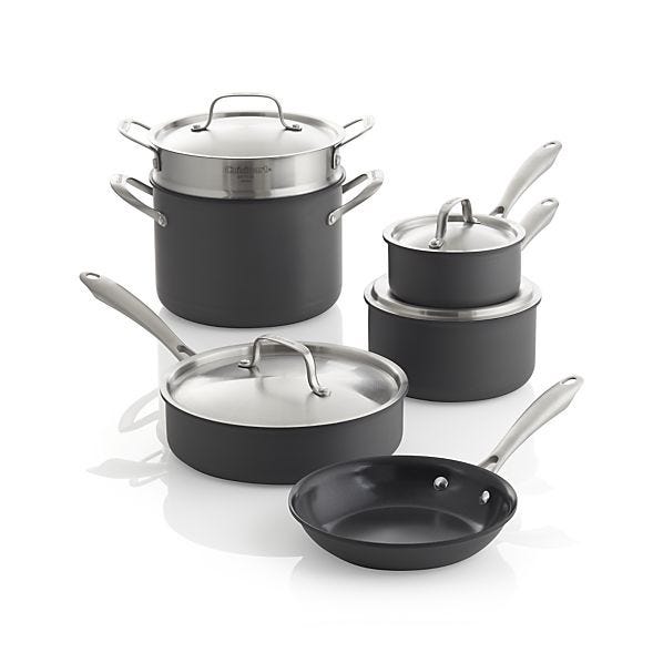 crate barrel cuisinart green gourmet 10 piece cookware set