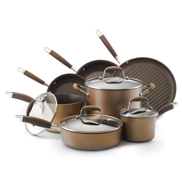 overstock Anolon Advanced Bronze Collection Nonstick 11 piece Cookware Set