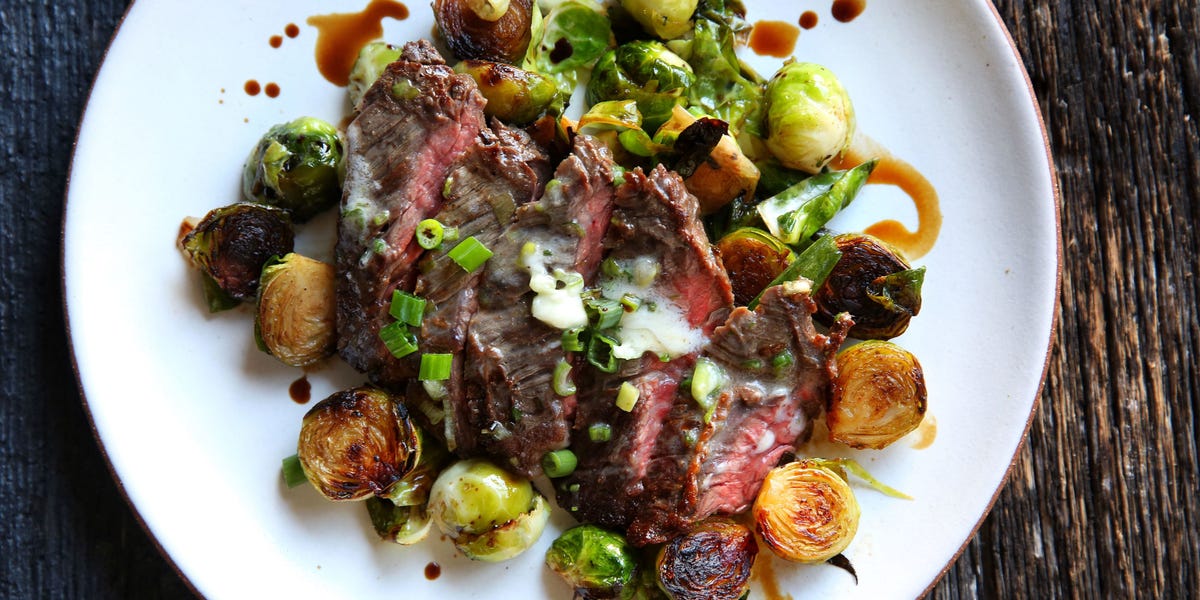 Steak and Brussels Sprouts with Scallion Butter
