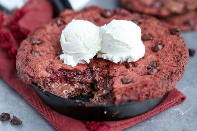 Red Velvet Nutella Skillet Cookie
