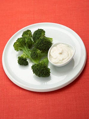 1 cup broccoli florets with 3 Tbsp dip