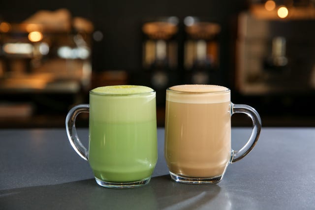 Starbucks citrus green tea latte and smoked butterscotch latte
