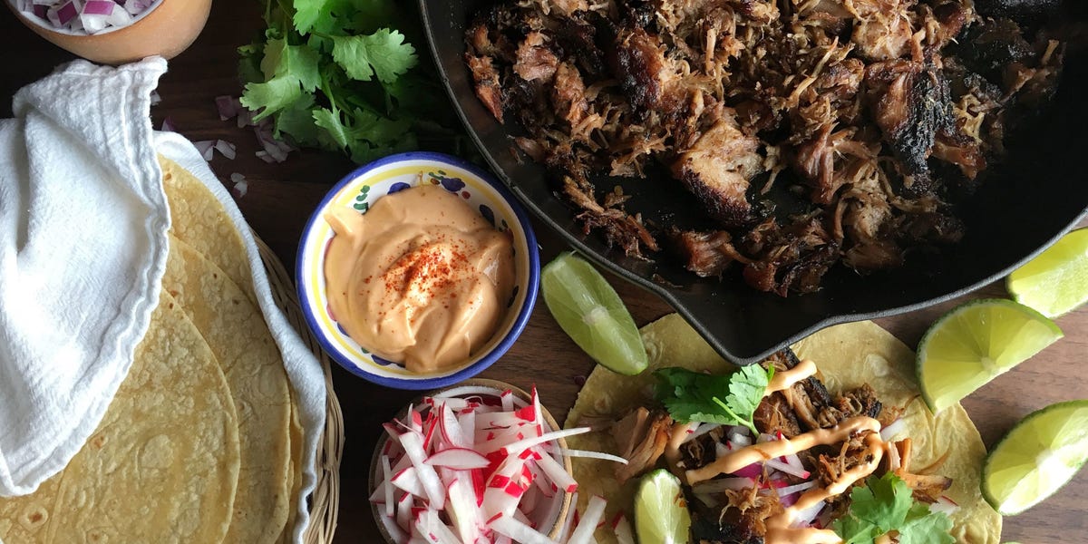 Slow-Cooker Carnitas Tacos with Sriracha Mayo