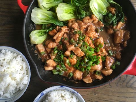 Spicy Ginger Chicken with Steamed Bok Choy