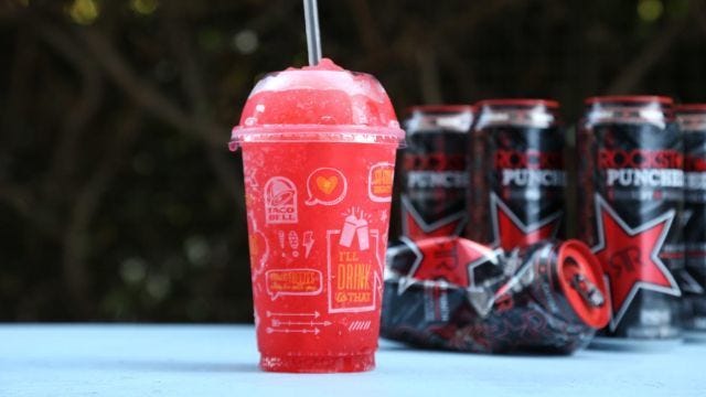 Red, Logo, Aluminum can, Tin can, Beverage can, Drinking straw, Plastic, Tin, Non-alcoholic beverage, Cone, 