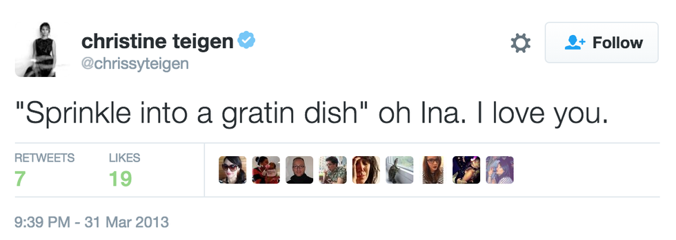 Chrissy Teigen Ina Tweet - Oh Ina, I Love You