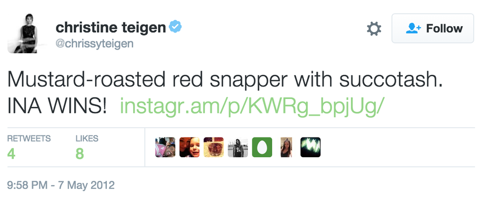 Chrissy Teigen Ina Garten Tweets - Red Snapper