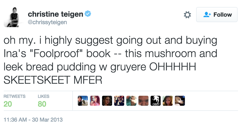 Chrissy Teigen Ina Garten Tweets - Foolproof Book