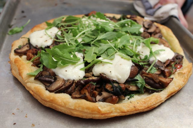 final wild mushroom and burrata tart