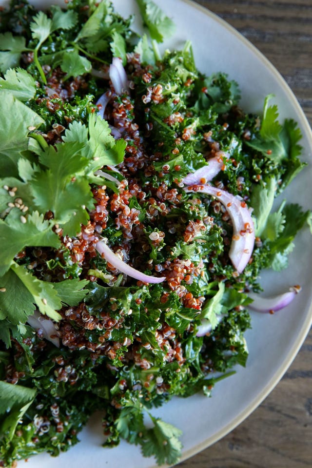 Kale and Red Quinoa Salad with Spicy Sesame Dressing Recipe kale and red quinoa salad with spicy sesame dressing recipe