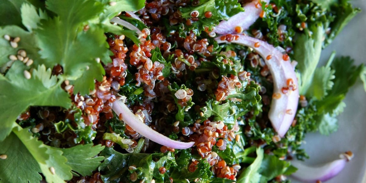Kale and Red Quinoa Salad with Sesame Dressing