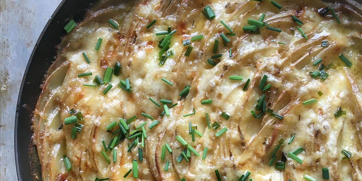 Skillet Scalloped Potatoes with Chive Butter