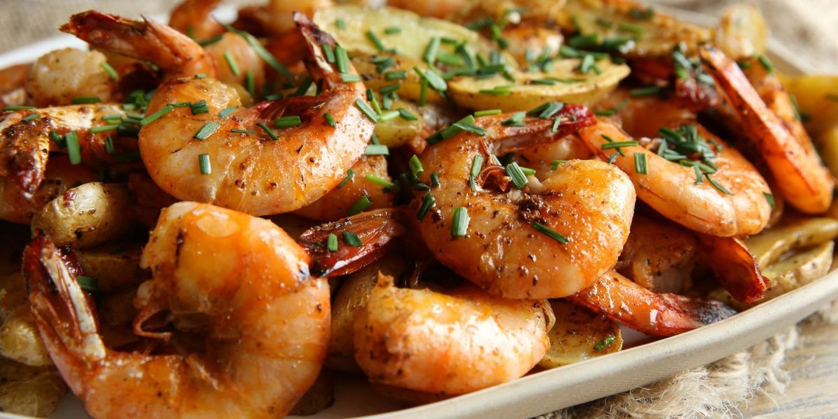 Old Bay Peel and Eat Shrimp with Roasted Fingerling Potatoes Recipe - Delish.com