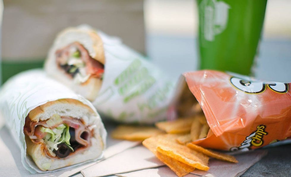 Quiznos free chips and drink with sub or salad.