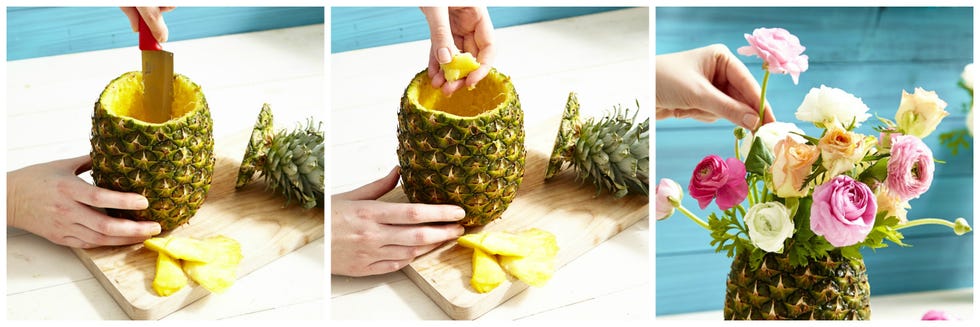 Coring a pineapple