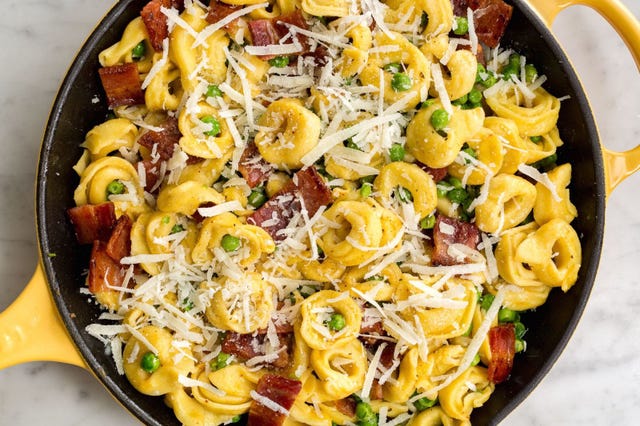 Best Cheese Tortellini with Peas and Bacon Recipe - How to Make Cheese ...