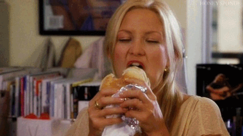 Kate Hudson eating a burger gif.