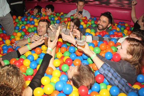 Fun, Ball pit, People, Yellow, Product, Social group, Leisure, Child, Community, Ball, 