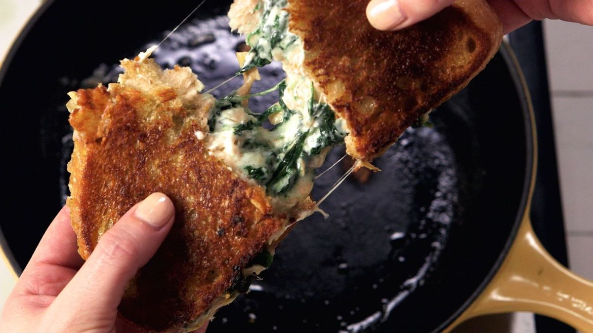 preview for This Grilled Cheese Is Loaded With Spinach & Artichoke Dip